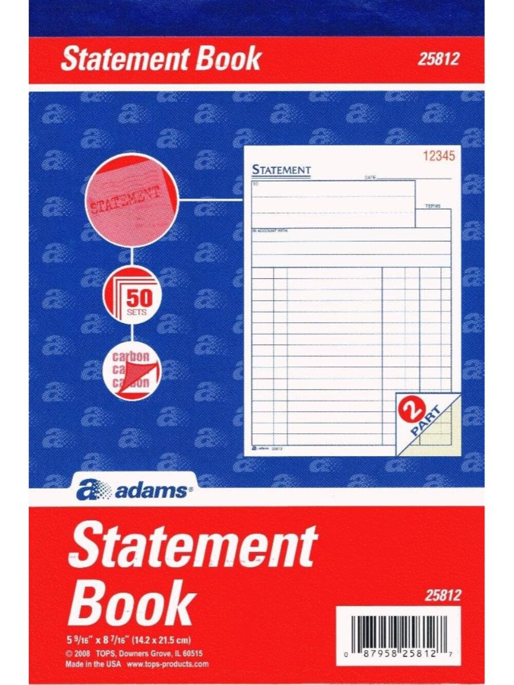 All-Purpose Statement Book, 2-Part with Carbon, 5.56 x 8.44 Inches, White/Canary